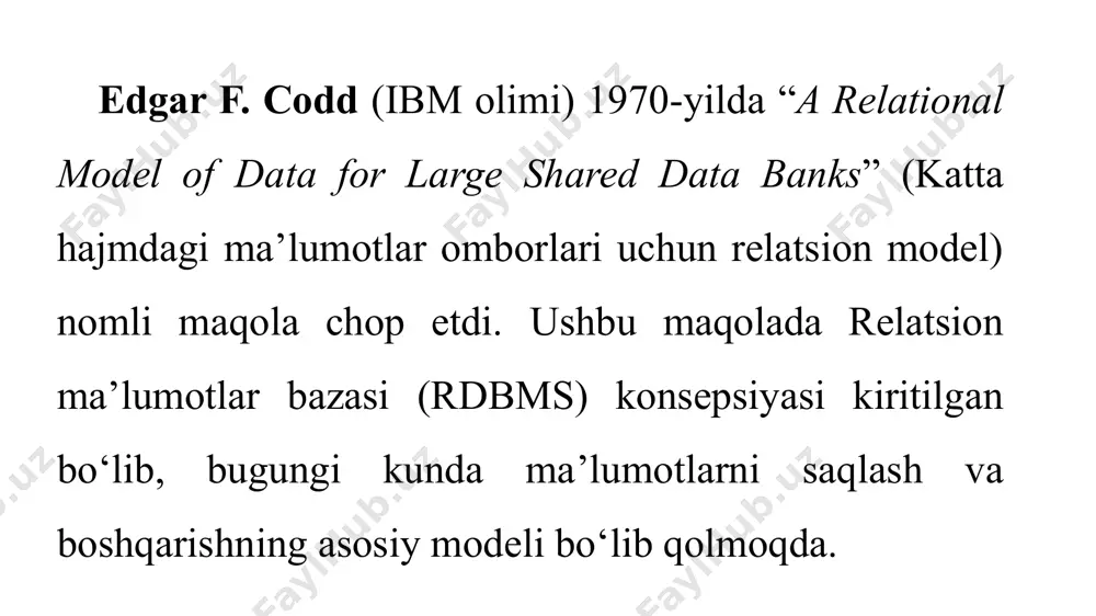 sql ma'lumotlar bazasi bilan ishlash: sql so‘rov tili - Page 5