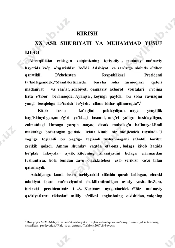 utafakkirlarimiz ijodiy merosini keng targ’ib qilish maqsadida yoshlar o’rtasida kitobxonlik tanlovlarini tashkil etish to’g’risi” dagi qarorini imzoladi. bunday tadbirning tashkil etilishi yoshlar orasida kitobga bo’lgan munosabatni o’zgartirdi. g’oliblarga spark avtomashinasi, bundan tashqari chet elga sahohat qilishga imkoniyat, diplom hamda kitoblar jamlanmasi taqdim etilishi prezidentimizning yoshlarning kitob o’qishini rag’batlantirib, ularga alohida e’tibor berayotganidan dalolatdir. bunday imkoniyatlardan foydalanish biz yoshlarning vazifamizdir. faqatgina foydalanib qolmay, balki, unib- o’sib kelayotgan yoshlarga ham kitob o’qishning foydalarini , afzalliklarini targ’ib etishimiz zarurdir. prezidentimiz shavkat mirziyoyev raxbarligida 2019-yil 19-martda «yoshlar bilan ishlashni samarali tashkil etishda madaniyat,san’at,sport axborot texnalogiyalari, kitob o’qishga qiziqishini oshirish bo’yicha 5 ta muhim tashabbusni amalga oshirish to’g’rida” o’tkazilgan video selektor yig’ilishida yoshlarni rivojlantirishga qaratilgan masalalar muhokama qilingan va sohalarga taalluqli 5 ta muhim tashabbusi ilgari surigan edi. hozirgi kunda kitob o’qishga, ayniqsa, kitobxonlik tanlovlariga keng yo’l ochilgan. ularning ichida 4- tashabbus kitobxonlik haqida bo’lib quyidagilardan iborat: aholi ayniqsa ,yoshlar ma’naviyatini yuksaltirish, ular o’rtasida kitobxonlikni …