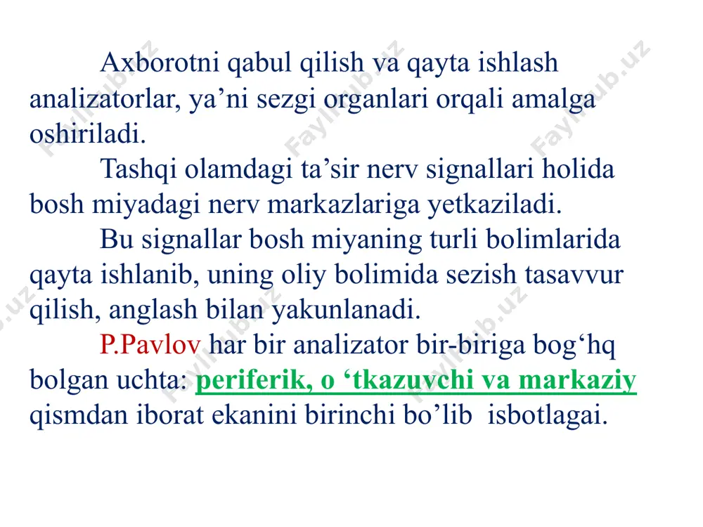 chi foiz. sklera yorug’likni utkazadimi. 12 6.ko’rish o’tkirligi nimada aniqlanadi. 7.kamalak parda qanday rangda buladi. 8.tayoqchasimon retsiptorlar nechi mln. 9.kolbasimon retsibtorlar nechi mln. 10.daltonizim qanday kasalik. 13 @ javob chap tomondan. 60 ‘sekund burchak ostida. basketbol,valeybol,fudbol,suzish kabi. 10% . yorug’lik utkazmaydi. golovin jadvalida. havo rangdan tuq jigarrangacha. 110-125 mln. 6-7 mln. ranglarni ajrata olmaslik. …………………………………………………………….. bajardi: 516-gurux maktabgacha talim yunalishi , mamatqosimova xurshida. 14 image1.jpeg image2.jpeg image3.png image4.jpeg image5.jpeg image6.jpeg image7.jpeg image8.jpeg image9.jpeg image10.jpeg image11.jpeg image12.jpeg /docprops/thumbnail.jpeg