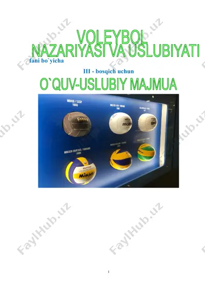 voleybol taraqqiyoti va boshqarish — DOCX