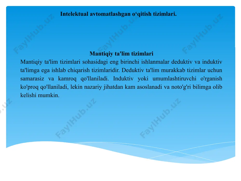 ) prototipni sanoat at ga yakunlash - real ishlab chiqarish sharoitida qoniqarli ishlamasligi mumkin bo'lgan prototipni modernizatsiya qilish va uni sanoat versiyasiga etkazish uchun qo'shimcha echimlarni izlash va amalga oshirish talab etiladi. isni prototipdan sanoat versiyasiga qadar ishlab chiqishning bir qismi sifatida rivojlanish bosqichlarini ajratib ko'rsatish mumkin: 1) yondashuvning to'g'riligini aniqlaydigan vazifalarning bir qismini hal qiladigan namoyish prototipi; 2) ko'pgina muammolarni hal qiladigan tadqiqot prototipi, lekin ishda beqaror va to'liq sinovdan o'tmagan bo'lishi mumkin; 3) barcha masalalarni haqiqiy misollar yordamida hal qiladigan, lekin murakkab vazifa uchun ko'p vaqt va xotirani talab qiladigan ishlaydigan prototip; 4) minimal vaqt va xotira bilan yuqori sifatli yechimlarni ta'minlovchi sanoat tizimi; u bilimlarni ifodalashning yanada samarali vositalaridan foydalangan holda ishlaydigan prototip asosida yaratilgan. intelektual imperativ dasturlash metodologiyasi. imperativ dasturlash - bu kod yozish uslubi bo'lib, uning asosiy tushunchasi mashinalar bajarishi uchun ko'rsatmalar yaratishdir. bu paradigma past darajadagi tillardan foydalanish bilan tavsiflanadi, keyinchalik ularga c++, java …