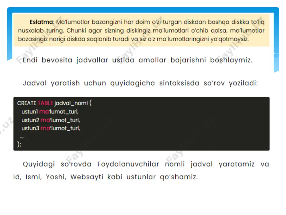 sql jadvallar ustida amallar - Page 5