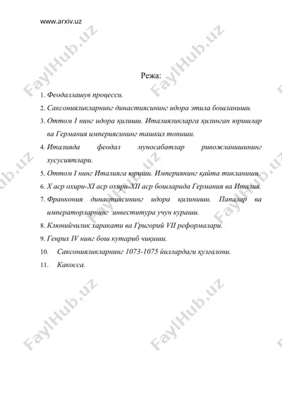 x-xi асрларда германия, италия ва папалик — DOC