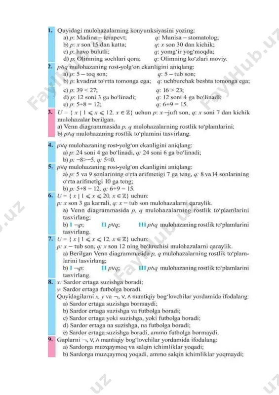 mustaqil yechish uchun misollar va nazorat savollari - Page 3