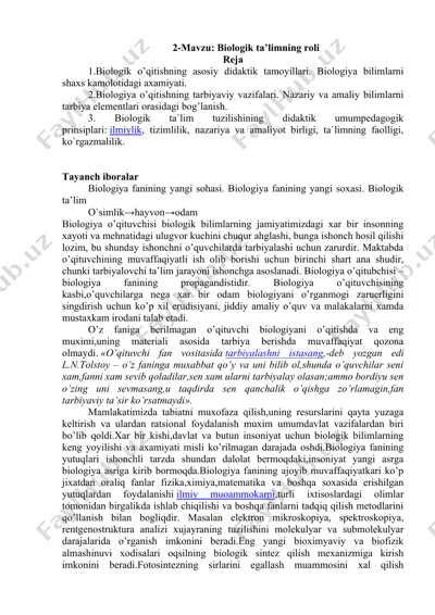 biologik ta’limning roli — DOC