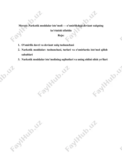 narkotik moddalar iste’moli — DOCX