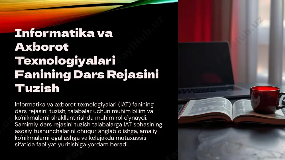 4 loyiha himoyasi talabalar o'z loyihalarini taqdim etish va himoya qilish imkonini beradi. bu talabalarga muammolarni hal qilish, ishlab chiqish va taqdim etish ko'nikmalarini rivojlantirishga yordam beradi. 8 dars rejasini takomillashtirish 1 talabalar bilan muloqot talabalar bilan muntazam muloqotda bo'lish va ularning fikrlarini tinglash muhim. 2 baholash natijalarini tahlil qilish baholash natijalarini tahlil qilish, dars rejasida o'zgartirishlar kiritishga yordam beradi. 3 zamonaviy texnologiyalarni qo'llash dars rejasiga zamonaviy texnologiyalarni qo'llash, o'rganish jarayonini qiziqarli va samarali qilishga yordam beradi. 9 . 1.2 darsda gerbart usulidagi yondashuv: tayyorgarlik va koʻrsatma: bu oʻquvchining oldingi bilimlari bilan bogʻlash, bolalarning qiziqishini uygʻotish va ularning his-tuygʻularini jalb qilish orqali bolalarni dars mazmuniga tayyorlash va undashga tegishli. bu bolaning ongini yangi bilimlarni olishga tayyorlaydi. „oʻquvchilarning qaerdaligini bilish va ular qaerda boʻlishga harakat qilishlari kerakligini bilish yaxshi oʻqitishning ikkita asosiy shartidir.“ darslar quyidagi tarzda boshlanishi mumkin: a) ikki yoki uchta qiziqarli, ammo tegishli savollar b)rasm/lar, diagramma yoki modelni koʻrsatish …