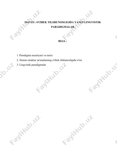 o'zbek tilshunosligida yangi lingvistik paradigmalar — DOCX