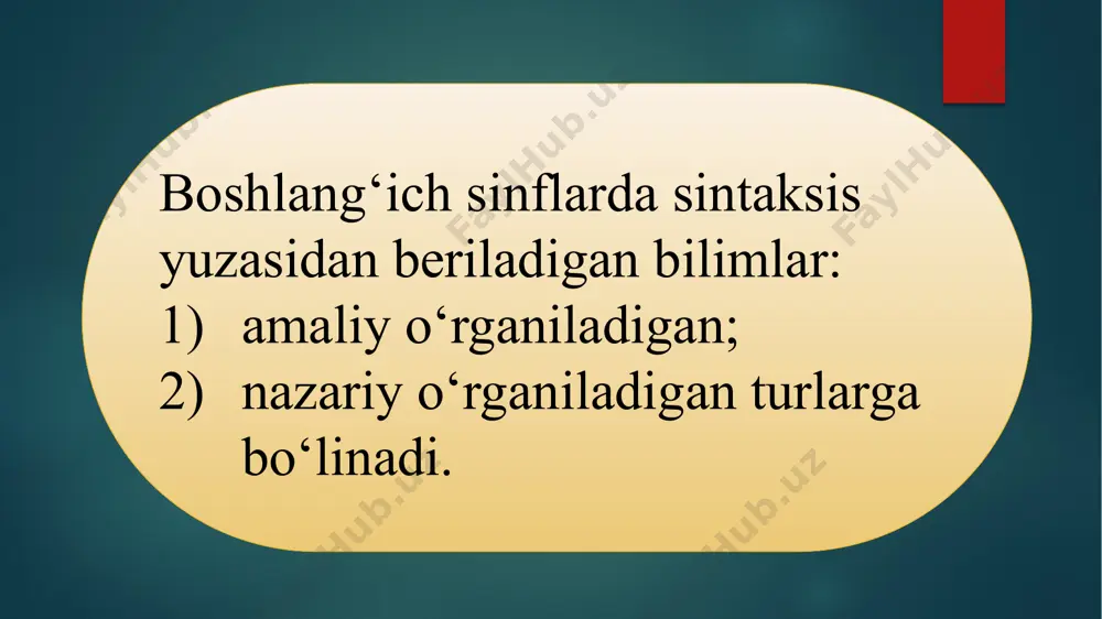 kam bo‘lsa ham, butun o‘quv yili davomida, boshqa mavzularga singdirilgan holda, gap ustida ishlab boriladi. 5a-ilova dasturga ko‘ra 1-sinfda o‘quvchilarga gap haqida elementar tushunchalar beriladi. gap tugallangan fikr bildirishi, gap so‘zlardan tashkil topishi, uning oxiriga ma’lum tinish belgilari qo‘yilishi haqida amaliy ma’lumotlar beriladi. 2-sinfda esa o‘quvchilar gap haqida nazariy tushunchalar oladilar. ular gapdan kim yoki nima haqida aytilganini va u hakda nima deyilganini bildirgan so‘zni ajratishga o‘rganadilar. aslida gapning grammatik asosi ustida ishlash mana shundan boshlanadi va bu bosh bo‘laklarni o‘rganishga muqaddima bo‘ladi. 3-sinf gap ustida ishlash yangi bosqichdir. o‘quvchilar gapni amaliy o‘rganishdan tushuncha sifatida o‘rganishga o‘tadi. ular gapning muhim belgilarini bilib oladilar. bosh va ikkinchi darajali bo‘laklarning ta’rifi, ega va kesim terminlari kiritiladi. bu sinfda gapda so‘zlarning bog‘lanishiga katta e’tibor beriladi. o‘quvchilar gapning asosi (ega va kesim) ni ajratadilar, ikkinchi darajali bo‘laklarni farqlaydilar va gapdagi ikki so‘z (hokim va tobe so‘zni)ni, so‘zlarning grammatik jihatdan, ya’ni qo‘shimchalar orqali bog‘lanishini bilib …