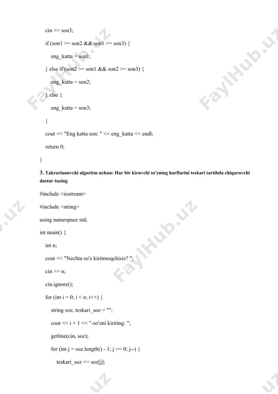 dasturlash fanidan oralig' nazorat ishlar bilet 29 - Page 2