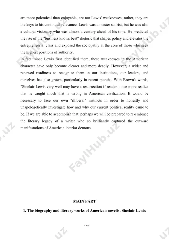 list village in new jersey, attempted to make a living as a freelance writer, and traveled to panama. after finally going back to yale in june 1908, he completed two semesters' worth of coursework in little over one semester and was awarded his degree. lewis tried to make a living by writing again, and this time he was successful, but his goal of becoming a well-known author still seemed far away. ‘hike and the aeroplane’, an adventure book for boys, was published by lewis. his short stories were warmly received, and in 1914, our mr. wrenn made its debut. it was a novel with a hint of satire about "the tiny guy" in america, the one who struggles with obscurity and succeeds. following our mr. wrenn, lewis released four further books that all explored his idea of what it meant to be "american." lewis expressed his concerns about what would …
