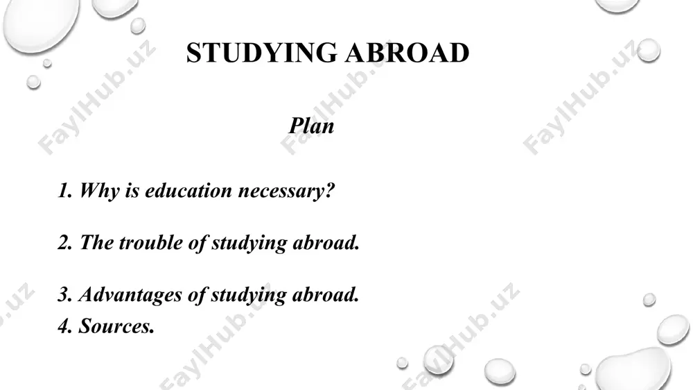 lessons will be just fantastic. i think studying abroad is a dream for any good pupil and student. and if you care about your future you will definitely try to become a student of a university abroad. task 1. 1. harvard university 2. university of oxford 3. stanford university look at the pictures. do you know where these universities are located? match the pictures with the names. task 2. brainstorm the advantages of studying abroad and explain your choices. 4. sources. 1. surgical disease. kuzin mi moscow, medicine 2002 2.klinicheskaya surgery. pantsirev ym moscow medicine 1988 3. wikipedya.org 4. uzbek-english dictionary.