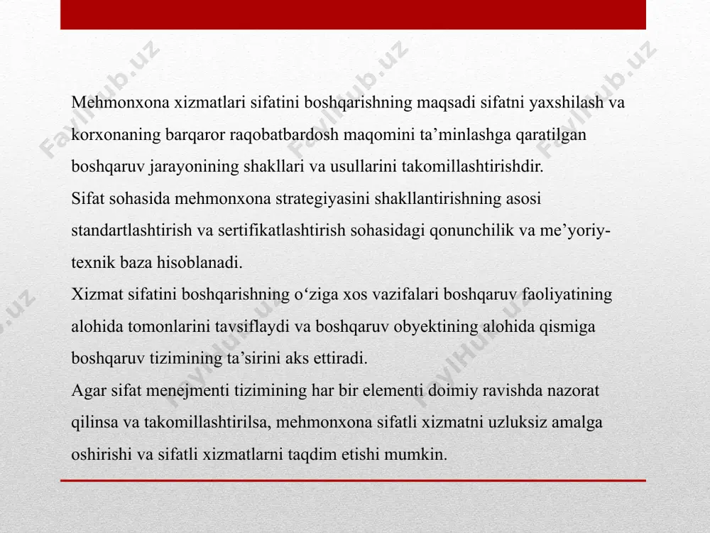 rdoshligi turistik xizmatlarni koʼrsatuvchi korxona va firmalar juda yuqori tavakkalchilik (risk) sharoitida ishlaydi. agar sifatli xizmatni taʼminlay olmasa, raqobatda imkoniyatni boy berib qoʼyishlari ehtimoli juda baland boʼladi. turizm sohasida xizmatlar sifatini boshqarish muxum ahamiyat kasb etadi, shuning uchun xizmat sifatiga ta’sir etuvchi omillarning sabab oqibatlarini o’rganish va uni bog’lanish taxlilini qilish bugungi kunda dolzarb vazifalardan biridir. turizm xizmatlarida xususan transport xizmatlarini sifatini oshirish va transport xizmatlariga ta’sir qiladigan attributlarni o’rganish, taxlil qilish va rivojlantirish turizm xizmatlar sifatini oshirishgat yordam beradi hozirgikundajaxondaro‘yberayotganiqtisodiyo‘zgarishlarvayangiliklarturizmsohasigahamo‘zta’sirinio‘tkazibkelmoqda. hozirdaiqtisodiyotirivojlanganvarivojlanayotgandavlatlarturizmxizmatlarbozoriniyaxshilashorqalio‘ziqtisodiyotinibarqarorushlabturishvaunirivojlantirishmumkinliginianglabyetishganhamdaturizmistiqboligaishonganvauniimkoniyatlaridanfoydalanishorqaliko‘plabmuammolarniyechishmumkinligigaishonganmamlakatlaroqilonao‘zsiyosatlariniamalgaoshirmoqdalarvao‘zlariningmilliyiqtisodiyotiniyuksaltirishdasamaralinatijalargaerishmoqdalar.turizm xizmat ko‘rsatish sohasidagi boshqaruv jarayonlariga ta'sir etuvchi omillarni tahlil qilish jarayonida boshqaruv jarayonlarining ob'ektiv tomoni sifatida xizmatlarni yaratish va ularni mijozlarga yetib borguncha bo‘lgan davrda boshqaruv munosabatlarini ajratib ko‘rsatish hamda ma’lum omillar ta’sirida asosiy talab va takliflarning o‘zgarishlari o‘rganildi. turizm xizmatlar sohasida jarayonlarni boshqarish samaradorligini oshirishga ta'sir ko‘rsatadigan xizmatlarni yaratish muxum axamiyat kasb etadi. hozrgi kungacha samaradorlikka ta'sir etuvchi omillarni aniqlash va tartibga solish bo‘yicha tadqiqotlar o‘tkazilgan bo‘lsa …