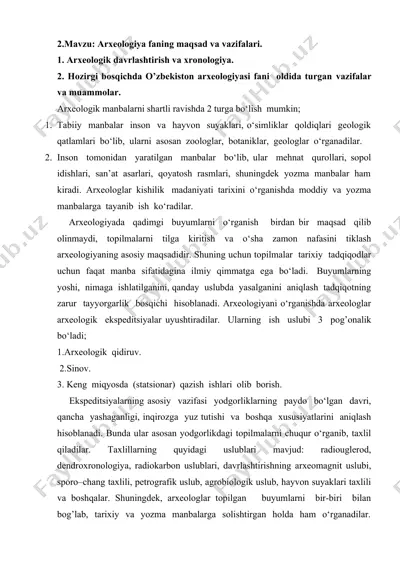 arxeologiya faning maqsad va vazifalari — DOCX