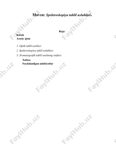 spektroskopiya tahlil uslublari — DOCX