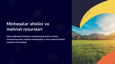mintaqalar aholisi va mehnat resurslari — PPTX