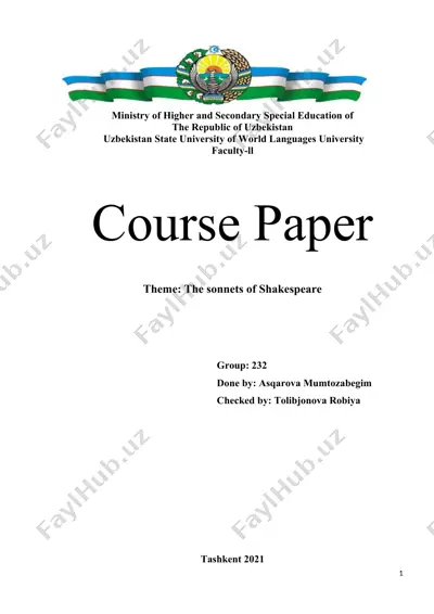 the sonnets of shakespeare — DOCX