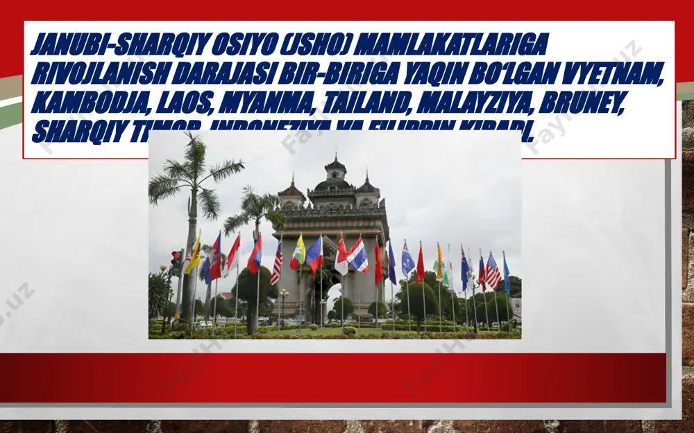n prezidenti bo‘ldi. u mamlakatda 2006-yili bekor qilingan o‘lim jazosini qayta tiklash tarafdori. rodrigo roa duterte bu mamlakatlarda sanoatning kemasozlik, avtomobilsozlik, neftni qayta ishlash sohalari va yengil sanoat buyumlari ishlab chiqarish rivojlangan. ilmtalab yuqori texnologiyalarni joriy qilish, kompyuterlashtirish va robotlashtirish bo‘yicha yuqoridagi davlatlar dunyoda eng ilg‘orlardan hisoblanadi. e’tiboringiz uchun rahmat!!! image3.jpg image4.jpeg image5.jpeg image6.jpeg image7.jpeg image8.jpeg image9.emf image10.emf image11.jpeg image12.jpeg image13.jpeg image14.jpeg image15.jpeg image16.jpeg image17.jpeg image18.jpeg /docprops/thumbnail.jpeg