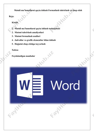 matnli ma’lumotlarni qayta ishlash — DOCX
