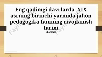 xix asr pedagogikasi tarixi — PPTX