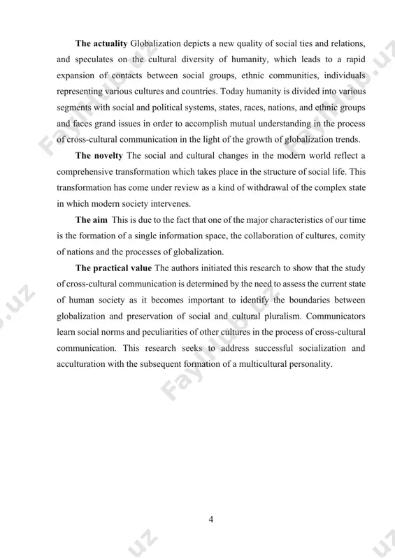 ividual and social groups to successfully socialize in the new cultural and civilizational conditions through a deep understanding of the changes taking place. highlighting globalization as the central factor of transformations in a society, we recognize the inconsistency and multidimensional nature of its characteristics, since both positive and negative effects of globalization on the life of society and individuals are becoming more and more obvious. the globalized world opens up wide opportunities for people to create and operate up-to-date transportation modes and communication, simplifies access to innovative technologies, diverse knowledge, and achievements in the fields of economy, science, and culture. it pushes the boundaries, allowing humanity to realize its unity and the values of freedom. at the same time, it is necessary to emphasize the following: thanks to globalization, english as a universal means of communication and the language of international communication in the modern multilingual world has taken a …
