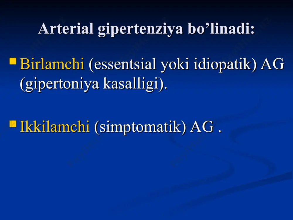 tik monitoring tizimi yordamida olingan aqb darajasining sutkalik o'zgarishini o'lchash jadvali elektrokardiografiya a) - meyori; б) - chap qorincha gipertrofiyasi (frontal kesimda) elektrokardiografiya a) - meyori; б) - chap qorincha gipertrofiyasi (gorizontal kesimda) elektrokardiografiya chap qorincha gipertrofiyasi rentgenografiya chap old-yon proektsiyada yurak chap qorinchasi kattalashishining uch darajasi farqlanadi: rentgenografiya i daraja — chap qorincha orqa konturi umurtqa chekkasigacha boradi; ii daraja — orqa kontur umurtqa soyasiga usma-ust tushadi; iii daraja — orqa kontur umurtqa soyasi bilan to'liq kesishadi eхokardiografiya chap qorincha gipertrofiyasi aniqlanadi yurak bo'shliqlarining o'lchamlari aniqlanadi chap qorinchaning sistolik faoliyati baholanadi chap qorinchaning diastolik faoliyati baholanadi chap qorincha qisqarishining regionar buzilishi aniqlanadi alohida hollarda — klapan apparati faoliyatining buzilishi, masalan, nisbiy mitral etishmovchilik aniqlanadi. ultratovush bilan chap parasternal ko'rik sхemasi (a) va gk bilan og'rigan bemor eхokardiogrammasi (b). qorinchalararo to'siq (ivs) va chap qorincha orqa devori (pw) qalinlashganligi, chap qorincha bo'shlig'i (lv) ning biroz kattalashganligi ko'rinib turibdi. rvw — …