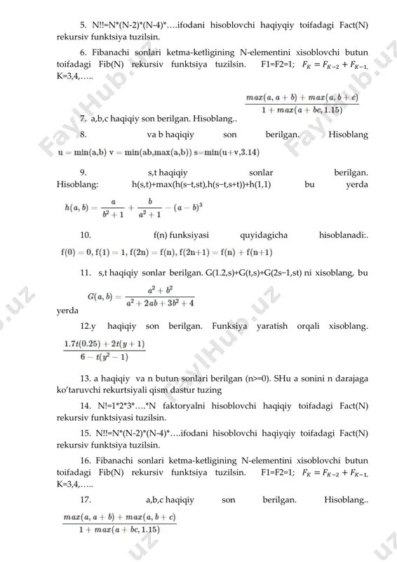 takrorlanish operatorlari. (for, while, do..while). funktsiyalar - Page 5