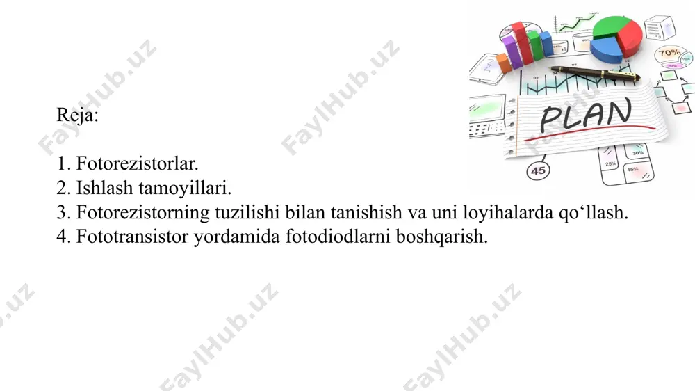 ga ilon bilan yupqa oltin, platina yoki boshqa korroziyaga chidamli metall surtiladi. (1 -rasmga qarang). qatlamlar changlanish yo‘li bilan qo‘llaniladi. kesilgan qatlamlar elektrodlarga ulanadi, ularga elektr toki beriladi. bu butun struktura ko‘pincha shaffof plastmassa bilan qoplangan va yorug‘lik nurlari kirishi uchun oynasi bo‘lgan qutiga joylashtirilgan (quydagi rasmga qarang). fotoresistorning tuzilishi ko‘rinish shakli, uning o‘lchamlari va materiali ishlab chiqaruvchi texnologiyasi tomonidan aniqlangan fotorezistor modeliga bog‘liq. model namunalari 3 va 4 -rasmlarda ko‘rsatilgan. asosi fotorezistordan iborat bo‘lgan sensor fotodetektor bugungi kunda sotuvda siz metall korpusdagi qismlarni, ko‘pincha plastik yoki ochiq turdagi modellarni ko‘rishingiz mumkin. ba'zi modellar püskürtme usulisiz amalga oshiriladi, lekin nozik bir qarshilik qatlami yarimo‘tkazgichdan to‘g‘ridan -to‘g‘ri kesiladi. kino fotosensorlarni ishlab chiqarish texnologiyalari ham mavjud (5 -rasmga qarang). yarimo‘tkazgich qatlamini yotqizish uchun turli xil fotorezist materiallar ishlatiladi. ko‘rinadigan yorug‘lik spektrini tuzatish uchun kadmiy selenid va kadmiy sulfid ishlatiladi. kengroq materiallar infraqizil nurlanishga sezgir: germaniy, sof yoki oltin, mis, rux aralashmalari bilan …
