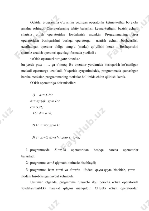 orni ikki xil ma`noda tushunish mumkin: if b1 then if b2 then s1 else s2 bu operator quyidagicha tushunilishi mumkin: 1) if b1 then begin if b2 then s1 else s2 end 2) if b1 then begin if b2 then s1 end else s2