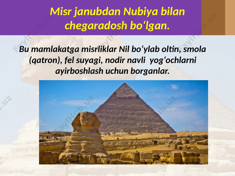 ritadan ko‘rsating. 2. qadimgi misr fir’avnlari qaysi mamlakatlarni bosib olgan edi? 3. nima sababdan ko‘chmanchi giksoslar misr uchun dahshatli kuchga aylandi? 4. qaysi fir’avn hukmdorligi davrida giksoslarni mamlakatdan haydab chiqarishga erishildi? 5. yangi podsholik hukmdorlari qaysi hududlarni bosib olishdi? 6. misr qachon va kim tomonidan bosib olindi? image2.jpg image3.jpeg image4.jpeg image5.jpeg image6.jpeg image7.jpeg image8.jpeg image9.jpeg image10.jpeg image11.jpeg image12.jpeg image13.jpeg image14.jpeg image15.png image16.jpeg image17.jpeg image18.jpeg image1.jpg