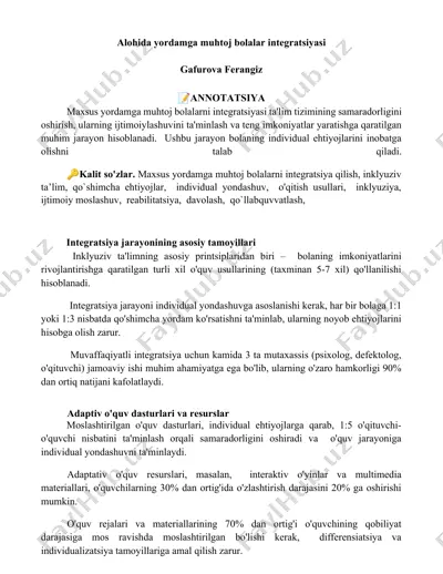 integratsiya jarayonining asosiy tamoyillari — DOCX