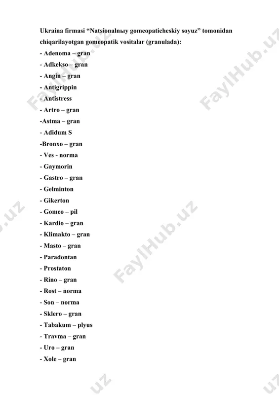 i, klimaksda; arbio-7 tinchlantiruvchi sifatida ishlatiladi. arbio dorilariga litsenziya mavjud. adabiyotlar: 1.тихонов а.и. и др. основы гомеопатической фармации.-харьков.-золотые страницы.-2002.-574 с. 2. тихонов а.и., ярных т.г. технология лекарств.-харьков.- 2002-704 с 3. назиров з.н. гомеопатия.-тошкент. 2001 й 4. махмуджанова к.с., назарова з.а., туреева г.м. махсус дори турлари технологияси . тошкент 2009й.- 163 б 5. махмуджонова к.с., назарова з.а., туреева г.м., файзуллаева н.с., назирова я.к. “дори тайёрлаш технологияси” фанидан маъруза матнлари. тошкент. 2005 й 6.синёв д.и., марченко л.г., синёва т.д. спаравочное пособие по аптечной технологии лекарств.-с.петербург 2001.-316 с.