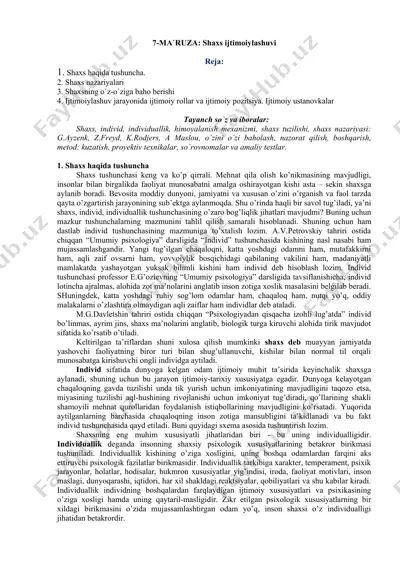 shaxs ijtimoiylashuvi — DOC