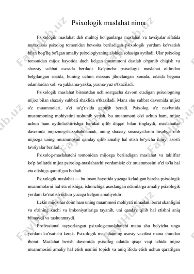 psixologik maslahat nima — DOC