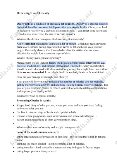 overweight and obesity — DOCX