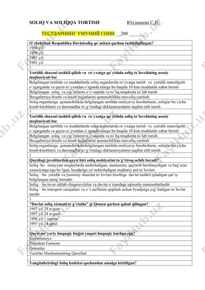 soliq va soliqqa tortish — DOC