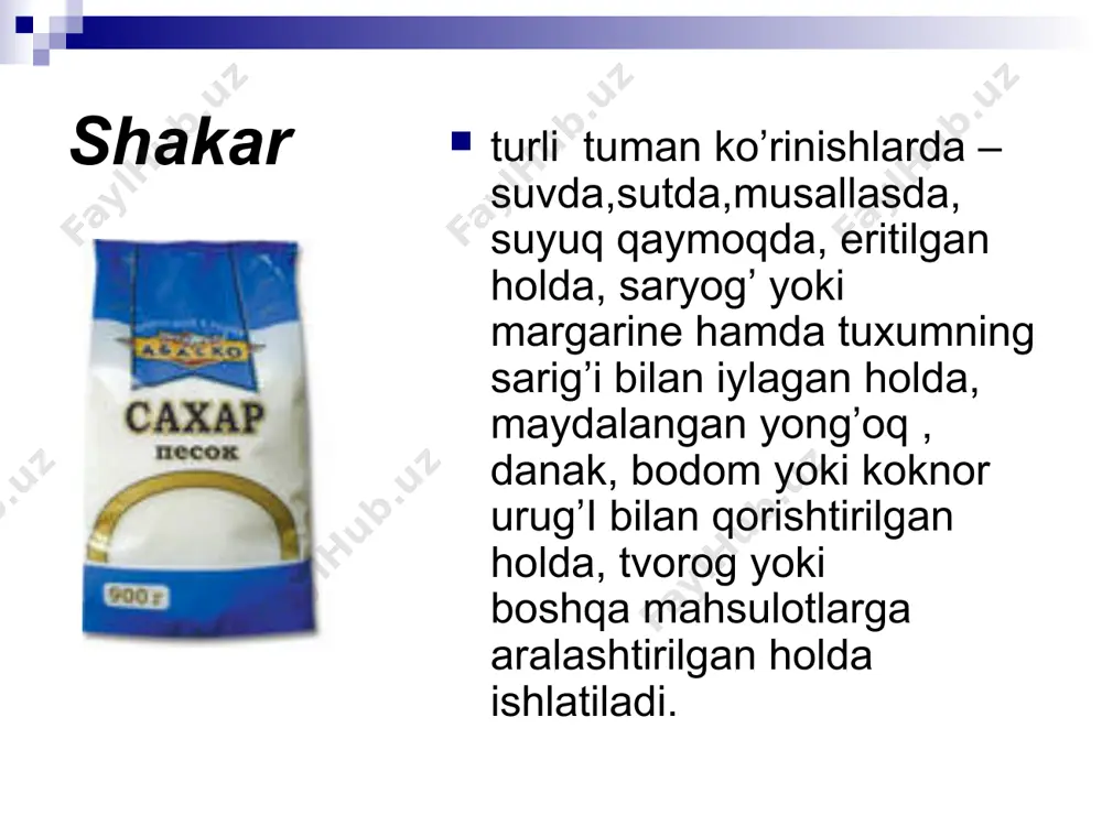 an shakarni yarim choy-qoshiq miqdorda solib, sekin-asta aralashtiramiz. ko’pirtmadan 0.5stakanini alohida idishga olib qo’yamiz. qolgan ko’pirtmaga boyagi tuxum sarig’ini solib aralashtiramiz. so’ngra 3/4 stakan unni solib, sekin-astalik bilan arashtiramiz. aralashmaga olib qo’yilgan tuxum oqini solib, qoshiqda sekin-asta aralashtiramiz. qolipni yog’lab, aralashmani solamiz va 180cda qizigan duxovkada 35-40daqiqa davomida pishiramiz. pishish davomida duxovkani ochmaymiz. xonaki tortlarning asosini tayyorlash tortlar odatda asos va bezovchi mahsulotlardan tayyorlanadi. har qanday tortlarning asosi korjlar bo'lib, ular un bilan qorishtirilgan(biskvitli, qumoq, qaynoq suvga qoriladigan zavarnoy shakarli vaflili) yoki unsiz (merengalar bezelar) turli xil mahsulotlardan tayorlanadi. tortlarning asosini tashkil etuvchi barcha bu xilldagi qorishmalar (xamirlar) mumtoz (asosiy) qorishmalar bo'lib , agar muayan tortning reseptidan kelib chiqish zarurati bo'lmasa, ularni tashkil etuvchilarini boshqa xil mahsulotlar bilan almashtirish mumkin emas. oddiy biskvit asosiy recept mahsulot: tuxum 5 dona, mayday shakar-125gr, un -125 gr (yoki har bir tuxumga bir osh qoshiq shaker va tuxum) biskvit xamirini qorishni boshlashdan oldin kerakli …