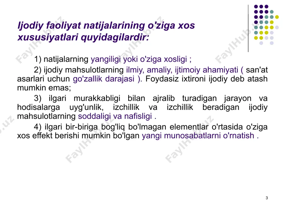 ari haqida hisobot. guruhlar faoliyati natijalarini muhokama qilish, eng yaxshi g'oyalarni baholash, ularni asoslash va jamoatchilik himoyasi. 11 biznes o'yin ishbilarmonlik o'yini - bu ma'lum bir ijtimoiy -professional sohaga xos bo'lgan faoliyat turlarini modellashtirish va tadqiq qilish uchun rol o'ynash funktsiyalari va sozlamalari tizimi . ishbilarmonlik o'yinlarining afzalligi - talabalarni muayyan vaziyatga jalb qilish , o'zlarini ijodiy ifodalash imkoniyati. ishbilarmonlik o'yinlarida an'anaviy ta'lim shakllaridan sifat jihatidan farq qiladigan maxsus munosabatlar dunyosi shakllanadi. bu konstruktiv hamkorlik , yaratish va o'zaro rivojlanish munosabatlaridir . ishbilarmonlik o'yini talabaga o'zining ijodiy shaxsiyatiga ega bo'lishiga yordam beradi , bu ba'zida kursdoshlar va o'qituvchi uchun kutilmagan. 12 rolli o'yin ishbilarmonlik o'yinining turli xil turlari mavjud (masalan, simulyatsiya, operatsion, rol o'ynash va boshqalar). rolli o'yinda xatti-harakatlar va harakatlar taktikasi ishlab chiqiladi; muayyan shaxsning funktsiyalari va majburiyatlarini bajarish. rol ijrosi bilan o'yin o'tkazish uchun vaziyatning namunaviy o'yini ishlab chiqiladi va talabalar o'rtasida "majburiy tarkib" bo'lgan rollar taqsimlanadi. 13 …