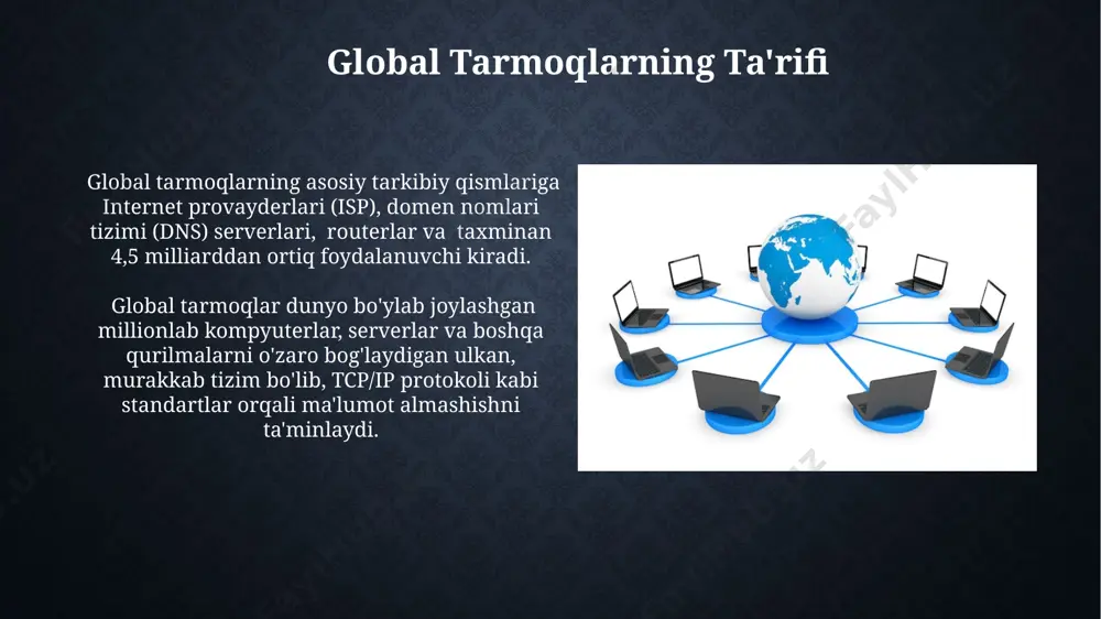 kutilmagan uzilishlarni kamaytiradi. tarmoqning mavjudligi va ishonchliligi uchun dns (domain name system) serverlari kabi muhim infratuzilmani himoya qilish va failover mexanizmlarini qo'llash juda muhim. virtual xususiy tarmoqlar (vpn) korporativ vpnlar, masalan, 100 dan ortiq xodimli kompaniyalar uchun, markazlashtirilgan ma'lumotlarni boshqarish va xavfsizlik siyosatlarini qo'llashni osonlashtiradi. vpnlar, ipsec yoki openvpn kabi turli xil protokollarni qo'llab-quvvatlab, foydalanuvchilarga ulanish tezligi va xavfsizlik darajasini tanlash imkoniyatini beradi. katta ma'lumotlar va tarmoqlar katta ma'lumotlar tahlilida ishlatiladigan mashinani o'rganish algoritmlari murakkab hisob-kitoblarni talab qiladi va bu global miqyosdagi parallel hisoblash infratuzilmalariga, masalan, 1 million dan ortiq protsessor yadrolariga bog'liq. katta ma'lumotlarni qayta ishlash uchun global tarmoqlarning yuqori o'tkazuvchanligi, masalan, 100 gbps va undan yuqori tezlikdagi ulanishlar, juda muhim ahamiyatga ega bo'lib, real vaqt rejimida tahlil qilish imkonini beradi. ip manzillari va dns dns kechikishi (dns latency) veb-sayt yuklanish tezligiga sezilarli ta’sir ko'rsatadi, o'rtacha 20-100 millisekund oralig'ida bo'lib, bu qidiruv natijalari va umumiy foydalanuvchi tajribasiga ta'sir qiladi. …
