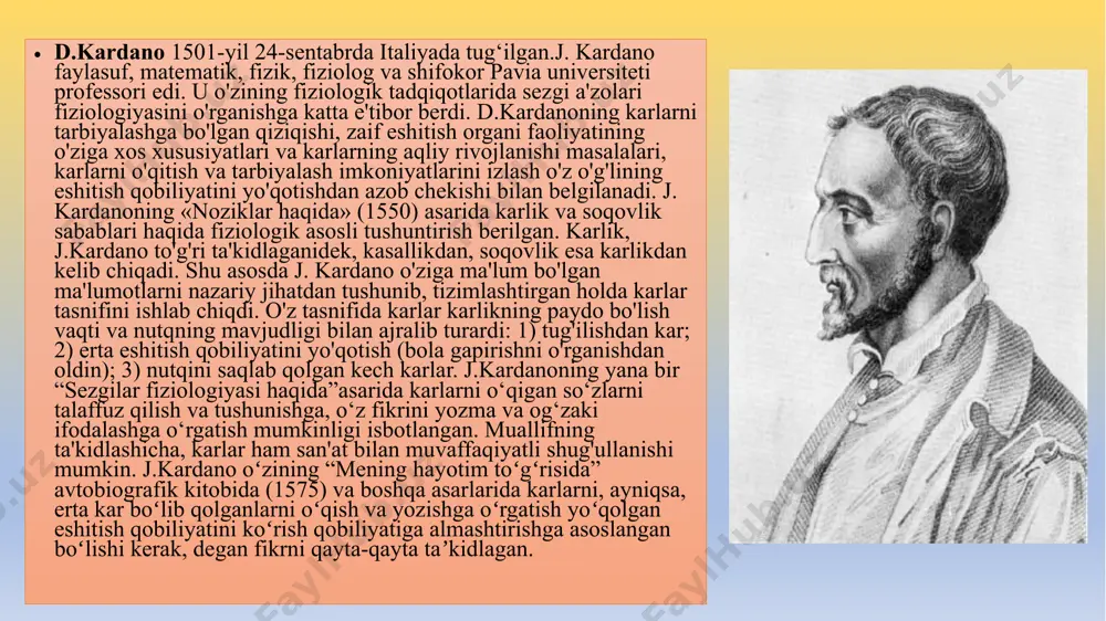 vushlari va nutqlarning eshitishiga qarab ajratgan: yuqori nutq va tovushlarni qulog'ining yaqinida eshituvchilar unli va undoshlilarni ajratuvchilar ayrim unli va undoshlarni ajratuvchilar umuman eshitishida nuqsoni bo'lganlar nutqlarni eshitmaydigan, lekin baland tovushlarni eshitadiganlar l.v. neyman tasnifi (1961) eshitishning o'rta buzilishi (yo'qolishi)ga ko'ra zaif eshituvchi bolalar darajasi 1-darajada - 50db gacha 2-daraja - 50db dan 70 db gacha 3-daraja 70 db dan yuqori idrok etadigan chastotalar hajmiga bog'liq ravishda kar bolalar guruhi i -125-225 g ii - 125-500 g iii - 125-1000 g iv - 125-2000 g va undan yuqori 85 db zaif eshituvchining birinchi darajasida, eshituvning pasayishi 50 db dan oshmaganda, bola 1-2 metrdan uzoq masofada gaplashish balandligidagi nutqni aniq qabul qila olgani sababli , nutqiy muomalaga kirisha oladi. zaif eshituvchining ikkinchi darajasida, ya’ni eshituv 50– 70 dbgacha pasayganda, so‘zlashuv, nutq 1 metrdan uzoq bo‘lmagan masofadan qabul qilinganligi sababli, nutqiy muomala qiyinlashadi. zaif eshituvchining 3-darajasida, ya’ni eshituvning pasayishi 70 db dan …