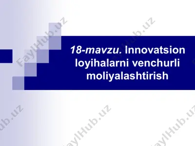 venchurli moliyalashtirish — PPTX