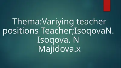 variying teacher positions — PPTX