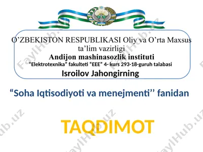 ishlabchiqarish jarayonlarini ta'minlash va tartibga solish — PPTX