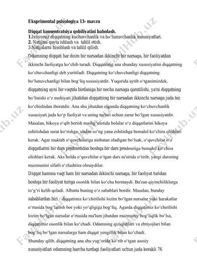 eksprimental psixologiya 13- mavzu — PDF
