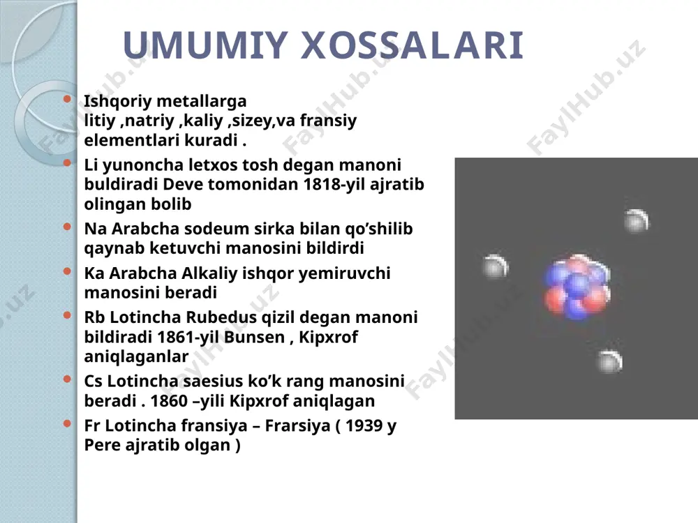 a nacl-oq kubsimon,kristall modda. fizik xossalari fizik xossalari kaliy-oq kumushsimon metall, yumshoq, pichoq bilan kesiladi k2o-oq modda,suvda yaxshi eriydi,gigroskopik, kuchli asosli oksid. koh-oq gigroskopik modda suvda yaxshi eriydi. k2co3-o’ziga suvni yutish qobilyatiga ega modda. 8 audio1.wav image2.png image3.jpeg image4.png image5.png image6.png image7.png image8.png image9.gif /docprops/thumbnail.jpeg