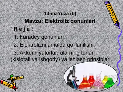 13-ma’ruza (b): elektroliz qonunlari — PPT