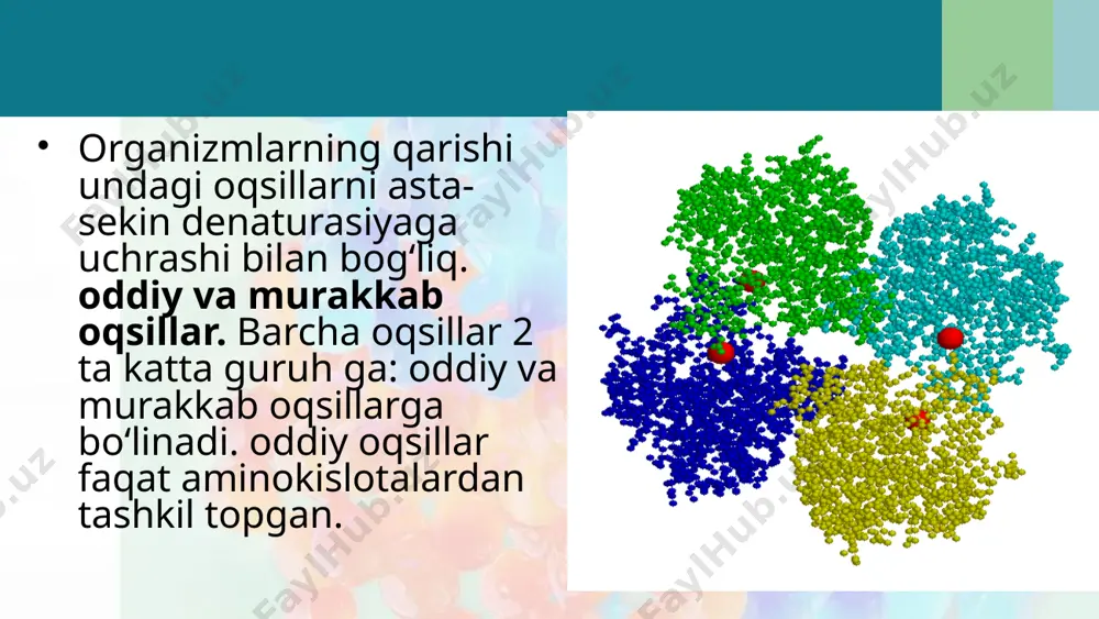 oqsillarning xossalari. oddiy va murakkab oqsillar. 9 - sinf - Page 5