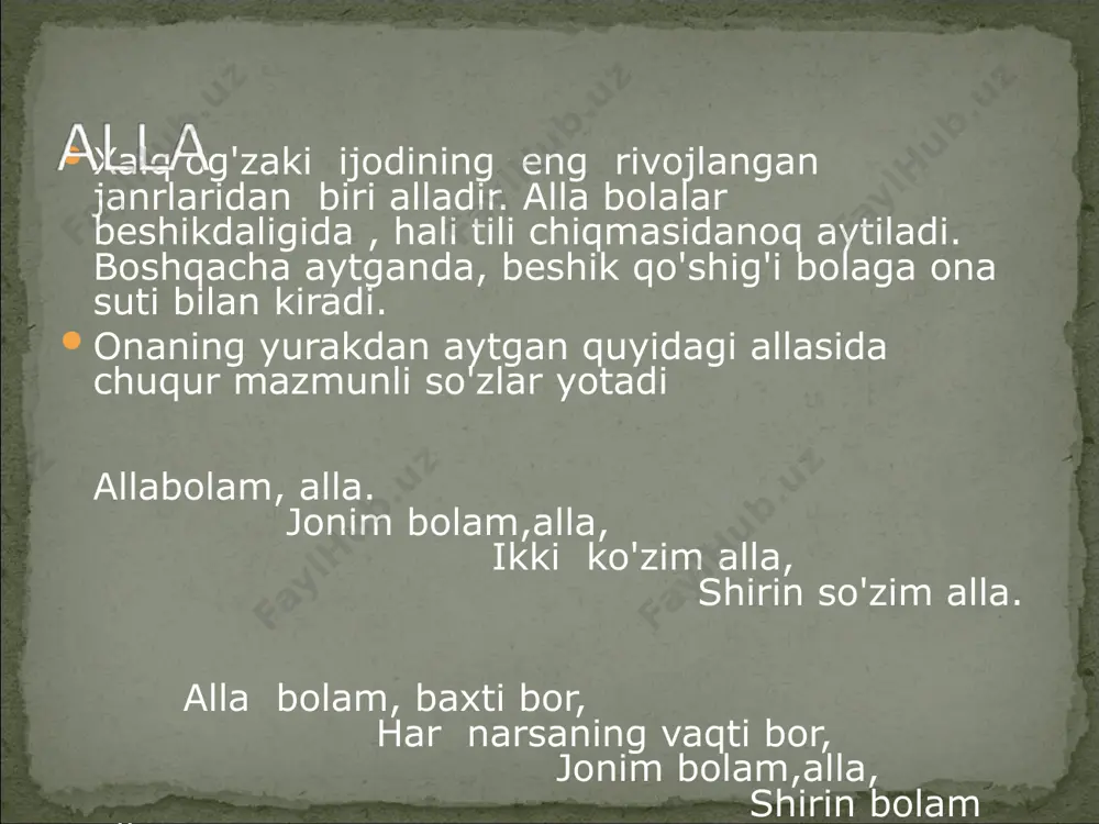 kerak, demak, ekmoq kerak terak. tolib turupni tarozida tortib topshirdi. oq choynakka oq qopqoq, ko'k choynakka ko'k qopqoq. oltin o'tloq - oq o'tloq olti juft oq chinni choynakka to'rt juft oq qopqoq yopsa bo'ladimi ? g'ani gildirakni gizzillatib,g'ildiratdi. * hayvonlar haqidagi ertaklar susambil och bo'ri laylak bilan tulki echki bolalari tulki bilan turna bo'ri bilan echki tuyaqush bilan qoplon maqtanchoq quyon arilarning g'azabi. * ertaklar-eng boy va rang - barang janrlardan biridir. ertaklar sodda va tushunarli bo'lganligi uchun harqanday kitobxonga tez yetib boradi. ular orqali ham insonning ijtimoiy ahloq namunalari shakllanadi. ertak o'z xususiyatlariga ko'ra bir necha turlarga bo'linadi. hayvonlar haqida ertaklar. sehrli afsonaviy ertaklar. hayotiy ertaklar. ijtimoiy maishiy ertaklar. * oltin baliqcha. ur to'qmoq. zumrad va qimmad. baliqchi va baliq haqida ertak o'lik malika va yetti bahodir haqida ertak * egri bilan to'g'ri ajoyib bolalar botir tikuvchi o'tinchi yigit danak donishmand qiz birlashgan o'zar * qurimsoq kampir sholg'om kaputar …