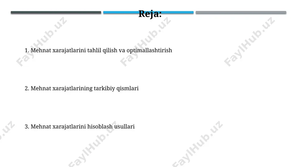 lari va boshqa majburiy to'lovlarni o'z ichiga olsa, unda sof ish haqi xarajatlari umumiy xarajatlarning 85% ini tashkil etadi, bu esa byudjet rejalashtirishda hisobga olinishi kerak. ish haqi xarajatlarini tahlil qilishda, o'rtacha ish haqi miqdori 500.000 so'm bo'lgan 10 nafar ishchi uchun oylik xarajatlar 5.000.000 so'mni tashkil etadi, bu esa ishlab chiqarishning umumiy xarajatlariga sezilarli ta'sir ko'rsatadi. kunlik ish haqi agar ishchi haftasiga 6 kun ishlaydigan bo'lsa, kunlik ish haqi haftalik ish haqining 1/6 qismi bo'ladi, bu holatda, masalan, haftalik 180 000 so'mlik ish haqi kunlik 30 000 so'mni tashkil qiladi. kunlik ish haqi, ish kunining uzunligiga va soatlik stavka (masalan, 8 soatlik ish kuni uchun 30 000 so'm) bog'liq holda hisoblanadi, shuningdek, qo'shimcha to'lovlarni (masalan, tungi smenalar uchun 1,5 koeffitsiyent) ham hisobga oladi. ish haqini hisoblash usullari ba'zi korxonalarda ish haqi ish samaradorligiga bog'liq holda, ya'ni ishlab chiqarilgan mahsulot birligiga 500 so'mdan hisoblanadi. ish haqini hisoblashda soatlik stavka (masalan, …