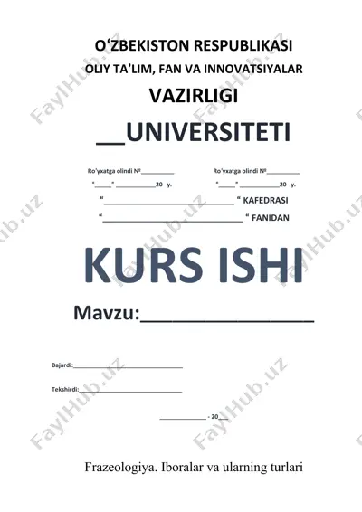 frazeologiya. iboralar va ularning turlari — DOCX